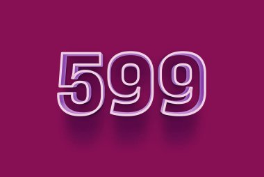  3D numara 599 mor arka planda sizin benzersiz indirimli poster indiriminiz için özel satış teklifi, afiş reklamları etiketi, Noel 'in tadını çıkarın, indirimli Xmas indirimi, kupon ve daha fazlası için izole edilmiştir..