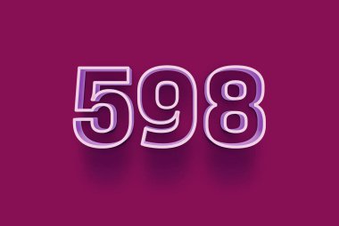  3D numara 598 mor arka planda indirimli poster indirimi için özel satış teklifi, afiş reklamları etiketi, afiş etiketi, Noel indirimi, indirim kuponu ve daha fazlası için izole edilmiştir..