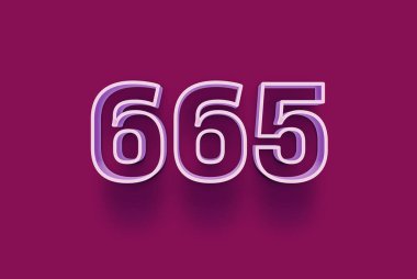  3D numara 665 mor arka planda indirimli poster indirimi için özel satış teklifi, afiş reklamları etiketi, afiş etiketi, Noel indirimi, indirim kuponu ve daha fazlası için izole edilmiştir..
