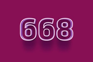  3D numara 668 mor arka planda indirimli poster indirimi için özel satış teklifi, afiş reklamları etiketi, afiş etiketi, Noel indirimi, indirim kuponu ve daha fazlası için izole edilmiştir..