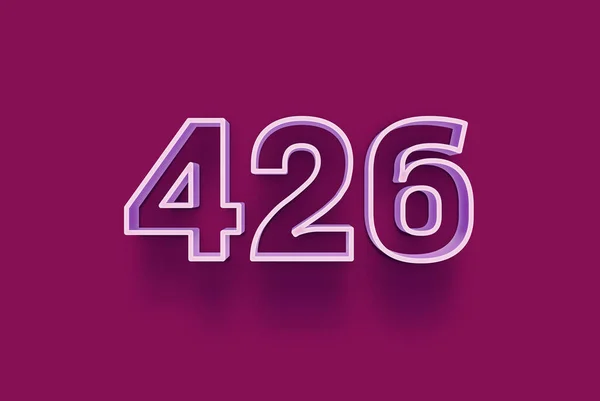 3D number 426 is isolated on purple background for your unique selling poster promo discount special sale shopping offer, banner ads label, enjoy Christmas, Xmas sale off tag, coupon and more.