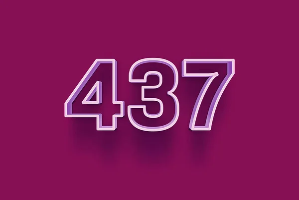 3D number 437 is isolated on purple background for your unique selling poster promo discount special sale shopping offer, banner ads label, enjoy Christmas, Xmas sale off tag, coupon and more.
