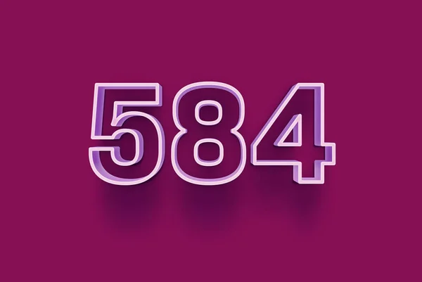 3D number 584 is isolated on purple background for your unique selling poster promo discount special sale shopping offer, banner ads label, enjoy Christmas, Xmas sale off tag, coupon and more.