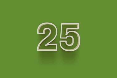  3 boyutlu 25 numara yeşil arka planda indirimli poster indirimi için özel satış teklifi, afiş reklamları etiketi, Noel 'in tadını çıkarın, indirimli Xmas indirimi, kupon ve daha fazlası için izole edilmiştir..