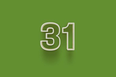  3D numara yeşil arka planda. Benzersiz indirimli poster indirimi için özel satış teklifi, afiş reklamları etiketi, Noel 'in tadını çıkarın, indirimli Xmas indirimi, kupon ve daha fazlası..