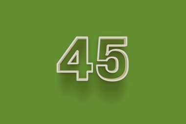  3 boyutlu 45 numara yeşil arka planda indirimli poster indirimi için özel satış teklifi, afiş reklamları etiketi, Noel 'in tadını çıkarın, indirimli Xmas indirimi, kupon ve daha fazlası için izole edilmiştir..