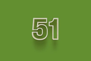  3 boyutlu 51 numara yeşil arka planda indirimli poster indirimi için özel satış teklifi, afiş reklamları etiketi, Noel 'in tadını çıkarın, indirimli Xmas indirimi, kupon ve daha fazlası için izole edilmiştir..