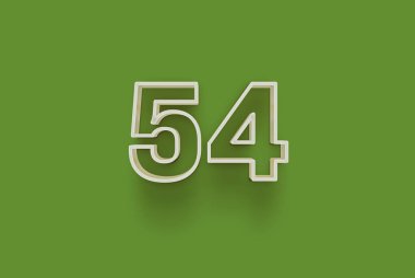  3D numara 54, yeşil arka planda eşsiz indirimli poster indirimi için özel satış teklifi, afiş reklamları etiketi, Noel 'in tadını çıkarın, indirimli Xmas indirimi, kupon ve daha fazlası için izole edilmiştir..