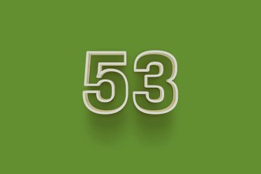  3 boyutlu 53 numara yeşil arka planda indirimli poster indirimi için özel satış teklifi, afiş reklamları etiketi, Noel 'in tadını çıkarın, indirimli Xmas indirimi, kupon ve daha fazlası için izole edilmiştir..