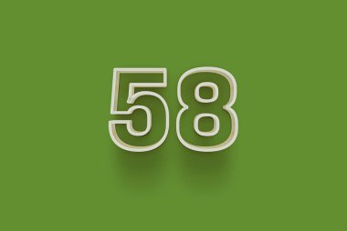  3 boyutlu 58 numara yeşil arka planda indirimli poster indirimi için özel satış teklifi, afiş reklamları etiketi, Noel 'in tadını çıkarın, indirimli Xmas indirimi, kupon ve daha fazlası için izole edilmiştir..