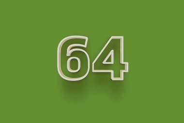  3D numara 64, yeşil arka planda eşsiz indirimli poster indirimi için özel satış teklifi, afiş reklamları etiketi, Noel 'in tadını çıkarın, indirimli Xmas indirimi, kupon ve daha fazlası için izole edilmiştir..