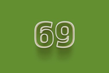 3 boyutlu 69 numara yeşil arka planda indirimli poster indirimi için özel satış teklifi, afiş reklamları etiketi, Noel 'in tadını çıkarın, indirimli Xmas indirimi, kupon ve daha fazlası için izole edilmiştir..