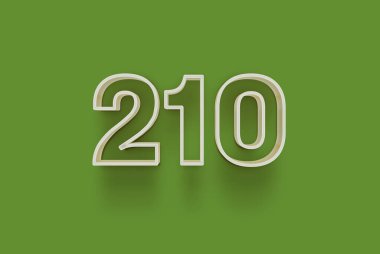  3D numara 210 yeşil arka planda indirimli poster indirimi için özel satış teklifi, afiş reklamları etiketi, afiş etiketi, Noel indirimi, indirim kuponu ve daha fazlası için izole edilmiştir..