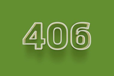  3D numara 406 yeşil arka planda indirimli poster indirimi için özel satış teklifi, afiş reklamları etiketi, afiş etiketi, Noel indirimi, indirim kuponu ve daha fazlası için izole edilmiştir..