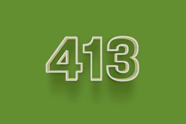  3D numara 413 yeşil arka planda indirimli poster indirimi için özel satış teklifi, afiş reklamları etiketi, afiş etiketi, Noel indirimi, indirim kuponu ve daha fazlası için izole edilmiştir..