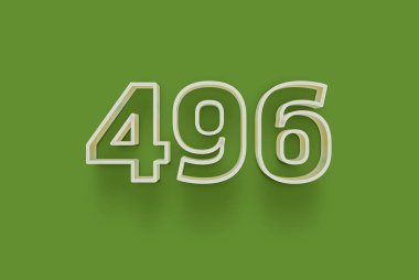  3D numara 496 yeşil arka planda indirimli poster indirimi için özel satış teklifi, afiş reklamları etiketi, afiş etiketi, Noel indirimi, indirim kuponu ve daha fazlası için izole edilmiştir..