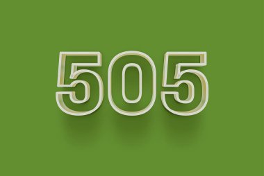  3D numara 505 yeşil arka planda indirimli poster indirimi için özel satış teklifi, afiş reklamları etiketi, afiş etiketi, Noel indirimi, indirim kuponu ve daha fazlası için izole edilmiştir..