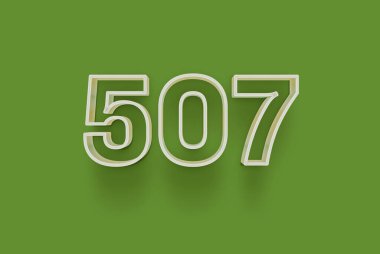  3D numara 507 yeşil arka planda indirimli poster indirimi için özel satış teklifi, afiş reklamları etiketi, afiş etiketi, Noel indirimi, indirim kuponu ve daha fazlası için izole edilmiştir..