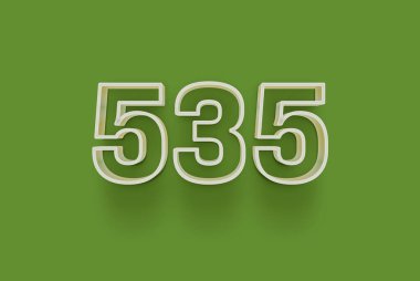  3D numara 535 yeşil arka planda indirimli poster indirimi için özel satış teklifi, afiş reklamları etiketi, afiş etiketi, Noel indirimi, indirim kuponu ve daha fazlası için izole edilmiştir..