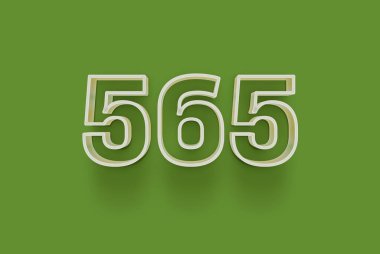  3D numara 565, yeşil arka planda indirimli poster indirimi için özel satış teklifi, afiş reklamları etiketi, afiş etiketi, Noel indirimi, indirim kuponu ve daha fazlası için izole edilmiştir..