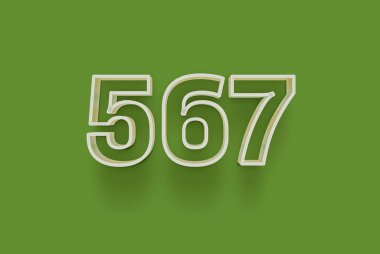  3D numara 567 yeşil arka planda indirimli poster indirimi için özel satış teklifi, afiş reklamları etiketi, afiş etiketi, Noel indirimi, indirim kuponu ve daha fazlası için izole edilmiştir..