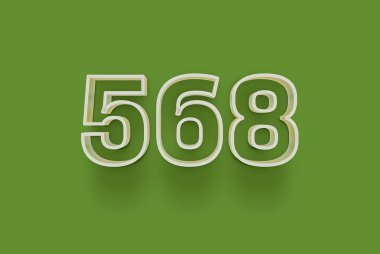  3D 568 numara yeşil arka planda indirimli poster indirimi için özel satış teklifi, afiş reklamları etiketi, afiş etiketi, Noel indirimi, indirim kuponu ve daha fazlası için izole edilmiştir..