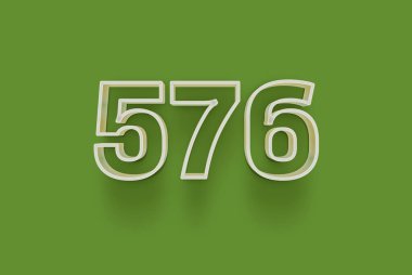  3D numara 576, yeşil arka planda indirimli poster indirimi için özel satış teklifi, afiş reklamları etiketi, afiş etiketi, Noel indirimi, indirim kuponu ve daha fazlası için izole edilmiştir..