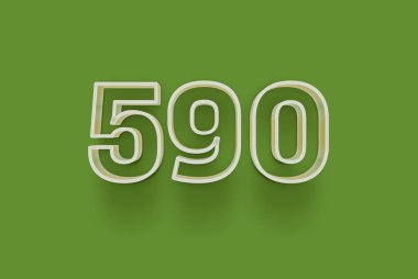  3D numara 590 yeşil arka planda indirimli poster indirimi için özel satış teklifi, afiş reklamları etiketi, afiş etiketi, Noel indirimi, indirim kuponu ve daha fazlası için izole edilmiştir..