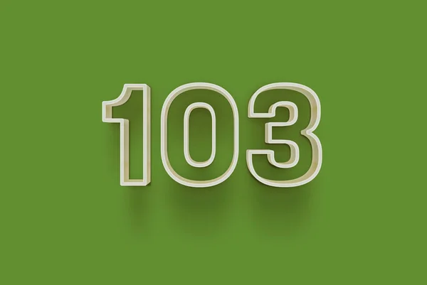 Nummer 103 Ist Auf Grünem Hintergrund Isoliert Für Ihr Einzigartiges — Stockfoto