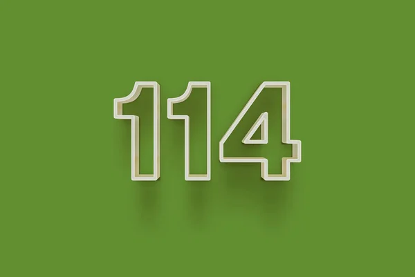 Numer 114 Jest Odizolowany Zielonym Tle Dla Unikalnej Sprzedaży Plakat — Zdjęcie stockowe