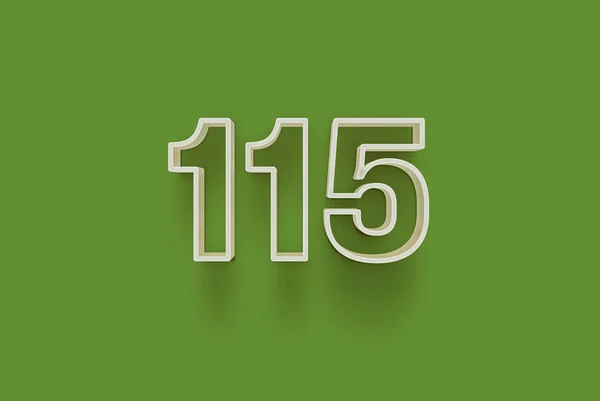 Numer 115 Jest Odizolowany Zielonym Tle Dla Unikalnej Sprzedaży Plakat — Zdjęcie stockowe