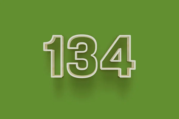 Numer 134 Jest Izolowany Zielonym Tle Dla Unikalnej Sprzedaży Plakat — Zdjęcie stockowe