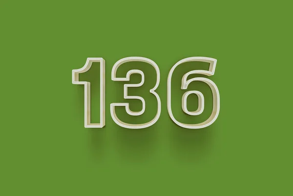 Numer 136 Jest Odizolowany Zielonym Tle Dla Unikalnej Sprzedaży Plakat — Zdjęcie stockowe