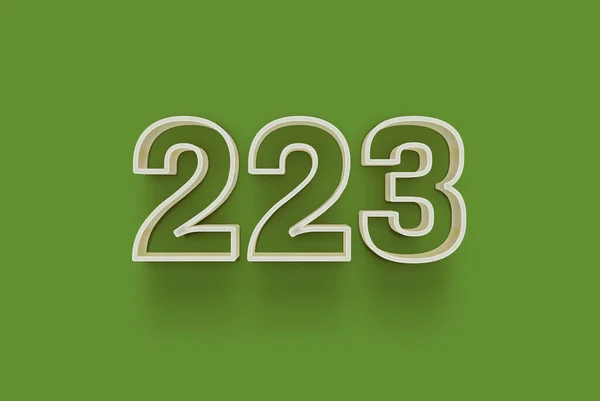 Номер 223 Изолирован Зеленом Фоне Вашего Уникального Рекламного Плаката Скидка — стоковое фото