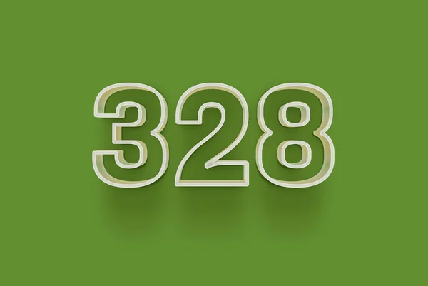 3D number 328 is isolated on green background for your unique selling poster promo discount special sale shopping offer, banner ads label, enjoy Christmas, Xmas sale off tag, coupon and more.