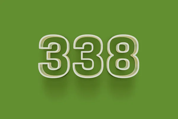 Numer 338 Jest Izolowany Zielonym Tle Dla Unikalnej Sprzedaży Plakat — Zdjęcie stockowe
