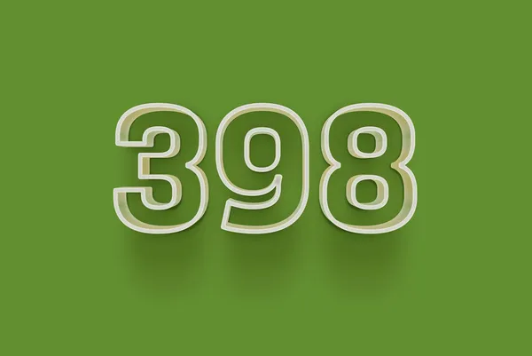 Αριθμός 398 Είναι Απομονωμένη Πράσινο Φόντο Για Μοναδική Αφίσα Πώλησης — Φωτογραφία Αρχείου