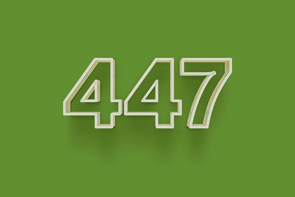 Numer 447 Jest Izolowany Zielonym Tle Dla Unikalnej Sprzedaży Plakat — Zdjęcie stockowe