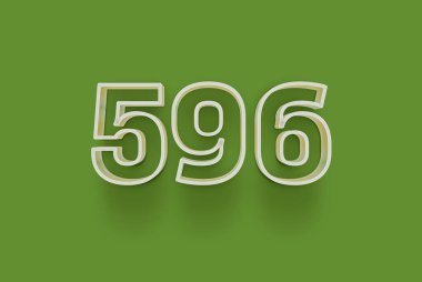  3D 596 numara yeşil arka planda indirimli poster indirimi için özel satış teklifi, afiş reklamları etiketi, afiş etiketi, Noel indirimi, indirim kuponu ve daha fazlası için izole edilmiştir..