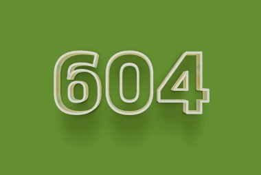  3D numarası 604, yeşil arka planda, indirimli poster indirimi için özel satış teklifi, afiş reklamları etiketi, Noel 'in tadını çıkarın, indirimli Xmas indirimi, kupon ve daha fazlası için izole edilmiştir..