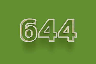  3D numara 644 yeşil arka planda indirimli poster indirimi için özel satış teklifi, afiş reklamları etiketi, afiş etiketi, Noel indirimi, indirim kuponu ve daha fazlası için izole edilmiştir..