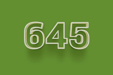  3D numara 645 yeşil arka planda indirimli poster indirimi için özel satış teklifi, afiş reklamları etiketi, afiş etiketi, Noel indirimi, indirim kuponu ve daha fazlası için izole edilmiştir..