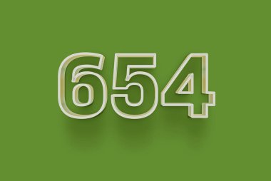  3D numara 654 yeşil arka planda indirimli poster indirimi için özel satış teklifi, afiş reklamları etiketi, afiş etiketi, Noel indirimi, indirim kuponu ve daha fazlası için izole edilmiştir..