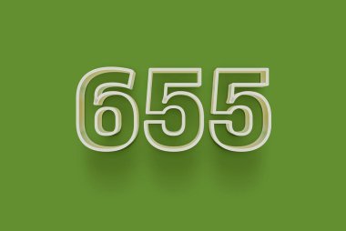 3D numara 655 yeşil arka planda indirimli poster indirimi için özel satış teklifi, afiş reklamları etiketi, afiş etiketi, Noel indirimi, indirim kuponu ve daha fazlası için izole edilmiştir..