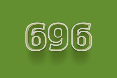  3D numarası 696, yeşil arka planda, indirimli poster indirimi için özel satış teklifi, afiş reklamları etiketi, Noel 'in tadını çıkarın, indirimli Noel indirimi, kupon ve daha fazlası için izole edilmiştir..