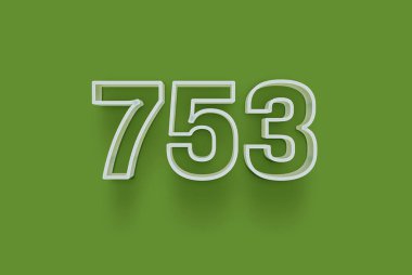  3D numara 753 yeşil arka planda indirimli poster indirimi için özel satış teklifi, afiş reklamları etiketi, afiş etiketi, Noel indirimi, indirim kuponu ve daha fazlası için izole edilmiştir..