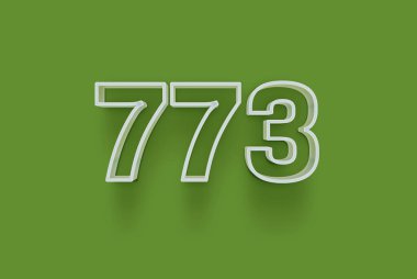  3D numara 773, yeşil arka planda indirimli poster indirimi için özel satış teklifi, afiş reklamları etiketi, Noel 'in tadını çıkarın, indirimli Xmas indirimi, kupon ve daha fazlası için izole edilmiştir..