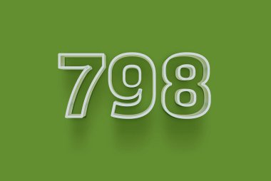  3D numara 798, yeşil arka planda indirimli poster indirimi için özel satış teklifi, afiş reklamları etiketi, afiş etiketi, Noel indirimi, indirim kuponu ve daha fazlası için izole edilmiştir..