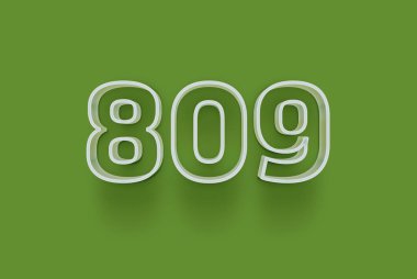  3D numara 809, yeşil arka planda indirimli poster indirimi için özel satış teklifi, afiş reklamları etiketi, afiş etiketi, Noel indirimi, indirim kuponu ve daha fazlası için izole edilmiştir..