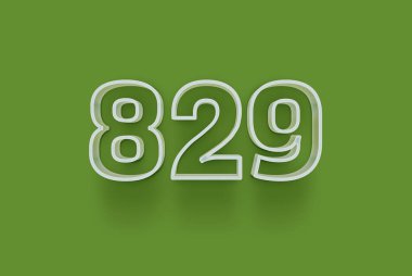  3D 829 numara yeşil arka planda indirimli poster indirimi için özel satış teklifi, afiş reklamları etiketi, afiş etiketi, Noel indirimi, indirim kuponu ve daha fazlası için izole edilmiştir..